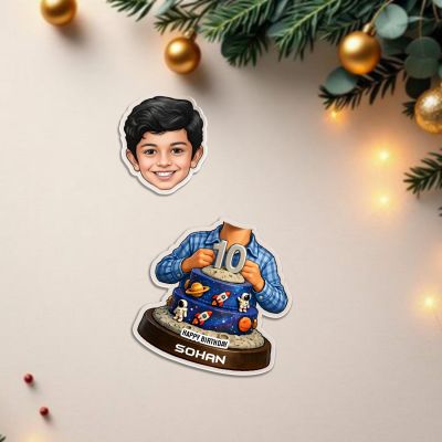 Personalized Astronaut Space Themed Bobblehead Caricature for Boys Birthday Gift for Kids, Son, Brother Tabletop Decor for Study Desk & Kids' Bedroom Battery Powered Moving Head
